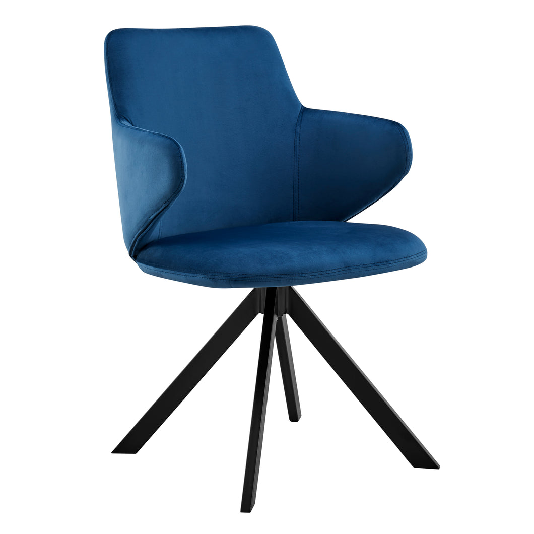 Striking Blue Velvet Conference Chair with Swivel