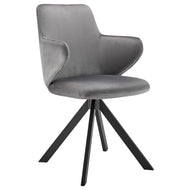 Striking Gray Velvet Conference Chair with Swivel