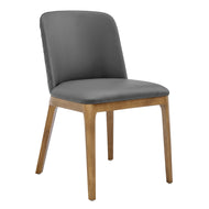 Gray Leatherette & Walnut Quilted Guest Chairs - Set of 2