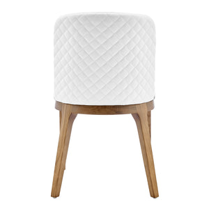 White Leatherette & Walnut Quilted Guest Chairs - Set of 2