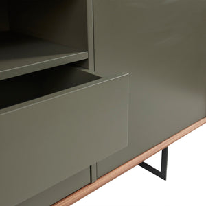 Walnut & Dark Gray Office Credenza w/ Modern Design
