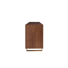 Load image into Gallery viewer, American Walnut and Brushed Brass 79&quot; Storage Credenza

