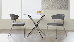 Curved-Back Gray Leatherette Guest or Conference Chair (Set of 4)