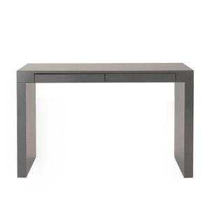 Modern 47" Gray Lacquer Office Desk with Drawers