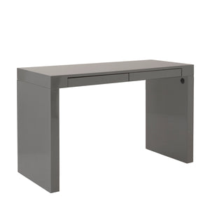 Modern 47" Gray Lacquer Office Desk with Drawers