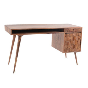 Modern 54" Solid Wood Office Desk with Intricate Wood Pattern