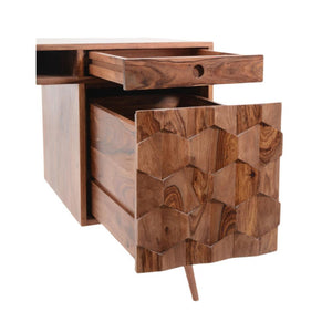 Modern 54" Solid Wood Office Desk with Intricate Wood Pattern