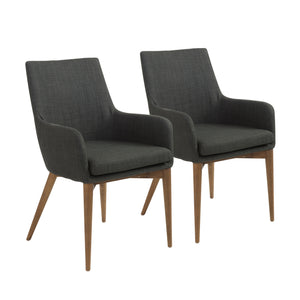 Modern Arm Guest or Conference Chair in Charcoal (Set of 2)