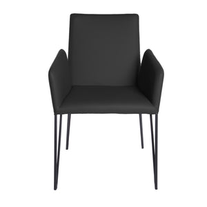 Black Leatherette Guest Armchair with Black Steel Base