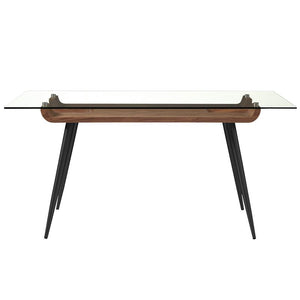 63" Executive Office Desk w/ Elegant Glass Top & Matte Black Legs