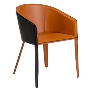 Leather Guest or Conference Chair in Black & Cognac