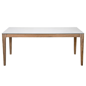 Sleek 71" White Ceramic Glass & Walnut Executive Office Desk