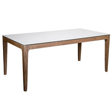 Load image into Gallery viewer, Sleek 71&quot; White Ceramic Glass &amp; Walnut Executive Office Desk
