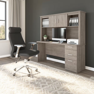 66" Desk with Built-in Storage in Silver Maple
