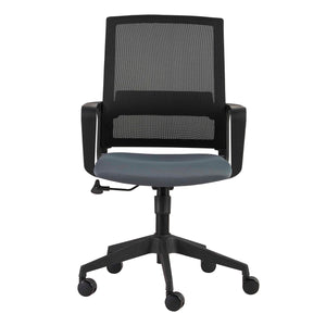 Mesh-Back Swivel Office Chair in Black & Gray