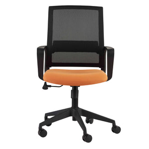 Mesh-Back Swivel Office Chair in Black & Orange