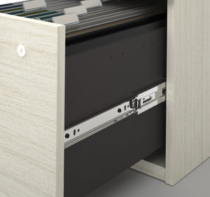Modern Premium U-shaped Desk with Hutch in White Chocolate