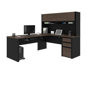 Antigua and Black 71" x 83" L-shaped Desk with Included Hutch