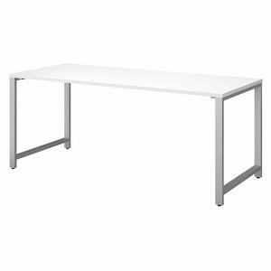 72" Executive Desk in White with Metal Legs