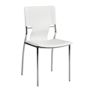 Timeless Guest or Conference Chair in White Leatherette (Set of 4)