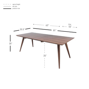 63"-81" Extending Walnut Veneered Conference Table or Executive Desk