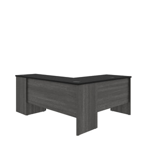 71" x 59" L-shaped Desk in Bark Gray & Black