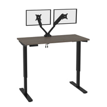 Load image into Gallery viewer, Bark Gray &amp; Black 48&quot; Twin Monitor Adjustable Desk
