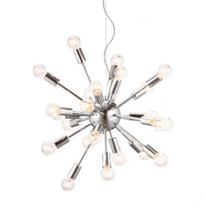 Hanging Ceiling Light w/ Chrome & Bare Bulbs