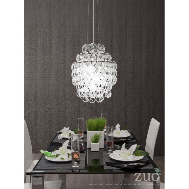 Sparkling Glass Chandelier w/ Chrome