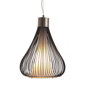 Elegant Hanging Light of Wire & Frosted Glass