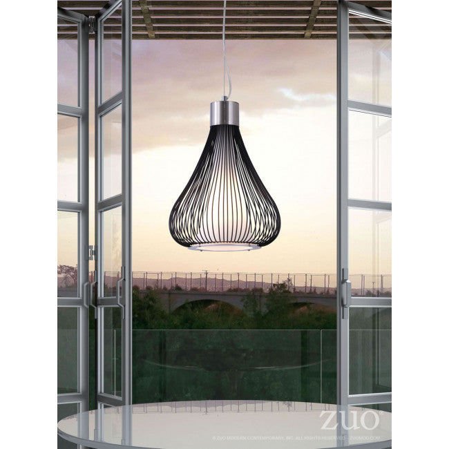 Elegant Hanging Light of Wire & Frosted Glass
