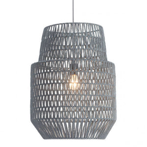 Gray Fabric Ceiling Light w/ Bell-Shaped Design