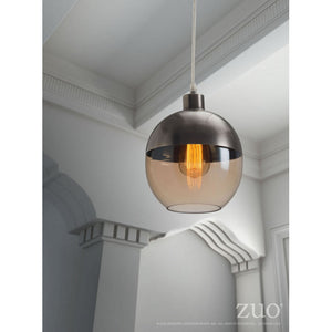 Amber & Bronze Satin Hanging Office Lamp