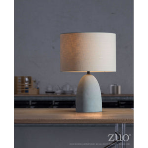 Beige & Faux Cement Office Table Lamp