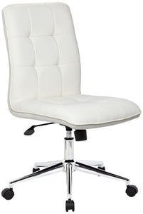 Elegant White Armless Office Chair with Chrome Base