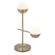 Load image into Gallery viewer, Elegant Mid-Century Brass Desk Lamp w/ Frosted Glass Spheres
