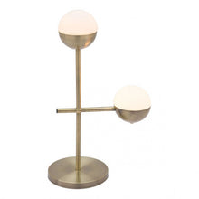 Load image into Gallery viewer, Elegant Mid-Century Brass Desk Lamp w/ Frosted Glass Spheres
