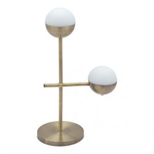 Load image into Gallery viewer, Elegant Mid-Century Brass Desk Lamp w/ Frosted Glass Spheres
