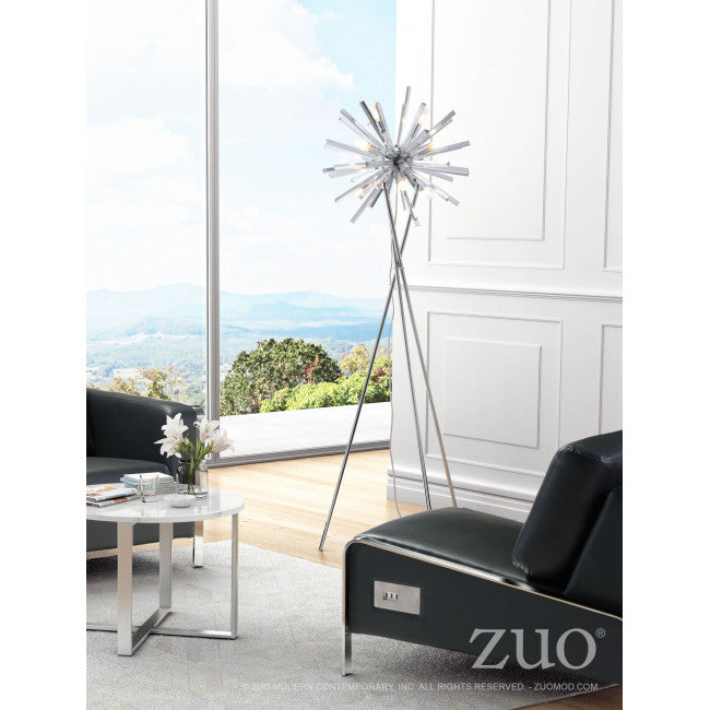 Silver Chrome Office Floor Lamp on Tripod