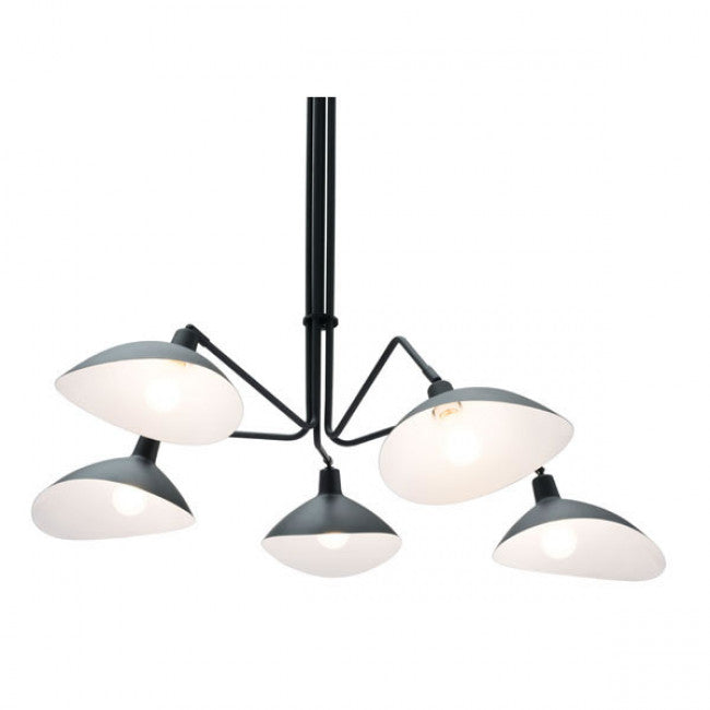 Adjustable Black & White Scoop-Style Hanging Office Light