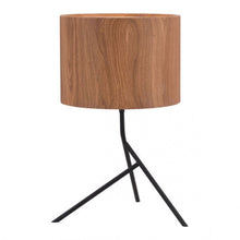 Load image into Gallery viewer, Stunning Office Lamp w/ Faux Wood Shade &amp; Black Base
