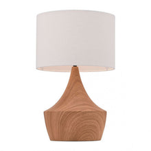 Load image into Gallery viewer, Faux Woodgrain Desk Lamp w/ Angular Retro-Modern Design
