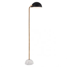 Load image into Gallery viewer, Mid-Century Modern Black &amp; Marble Floor Lamp w/ Gold Stem
