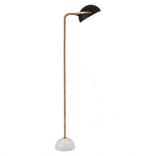 Load image into Gallery viewer, Mid-Century Modern Black &amp; Marble Floor Lamp w/ Gold Stem
