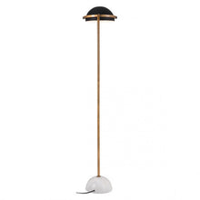 Load image into Gallery viewer, Mid-Century Modern Black &amp; Marble Floor Lamp w/ Gold Stem
