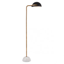 Load image into Gallery viewer, Mid-Century Modern Black &amp; Marble Floor Lamp w/ Gold Stem
