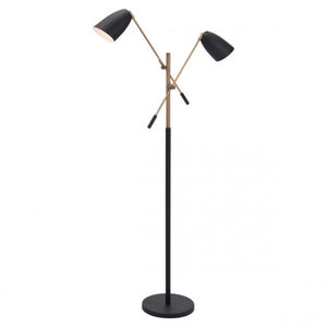 Black & Brass Office Floor Lamp (Adjustable)