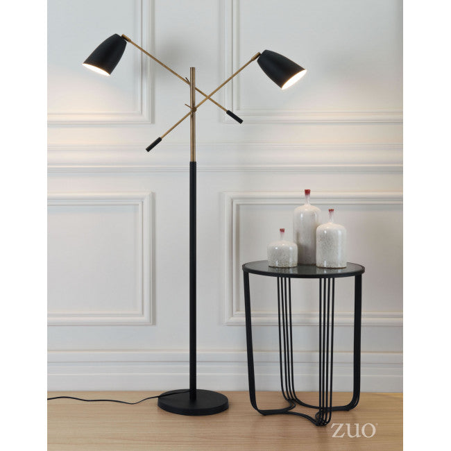 Black & Brass Office Floor Lamp (Adjustable)