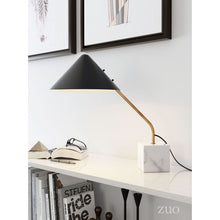 Load image into Gallery viewer, Black &amp; Gold Office Table Lamp w/ Marble Base
