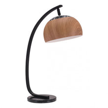Load image into Gallery viewer, Wood &amp; Black Curved Desk Lamp
